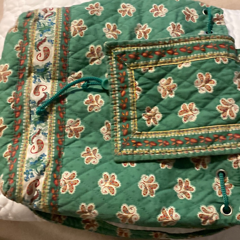 America boho green quilted backpack purse